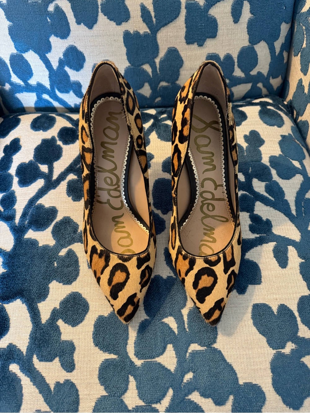 Sam Edelman Leopard Print Pointed Toe Heels - Tan and Black